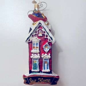 Christopher Radko Glass Rooftop Visitor "Our Home" Christmas Ornament